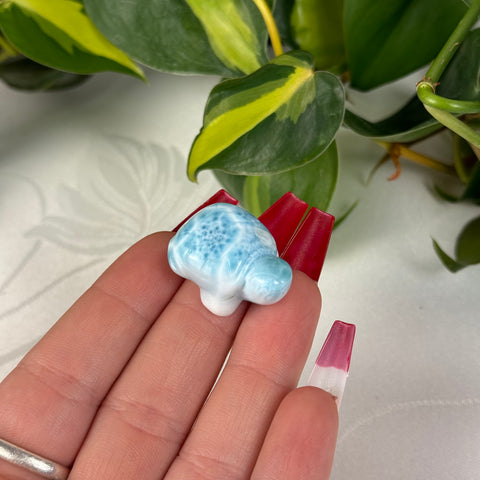 Mini Larimar Turtle - Crystal Carving