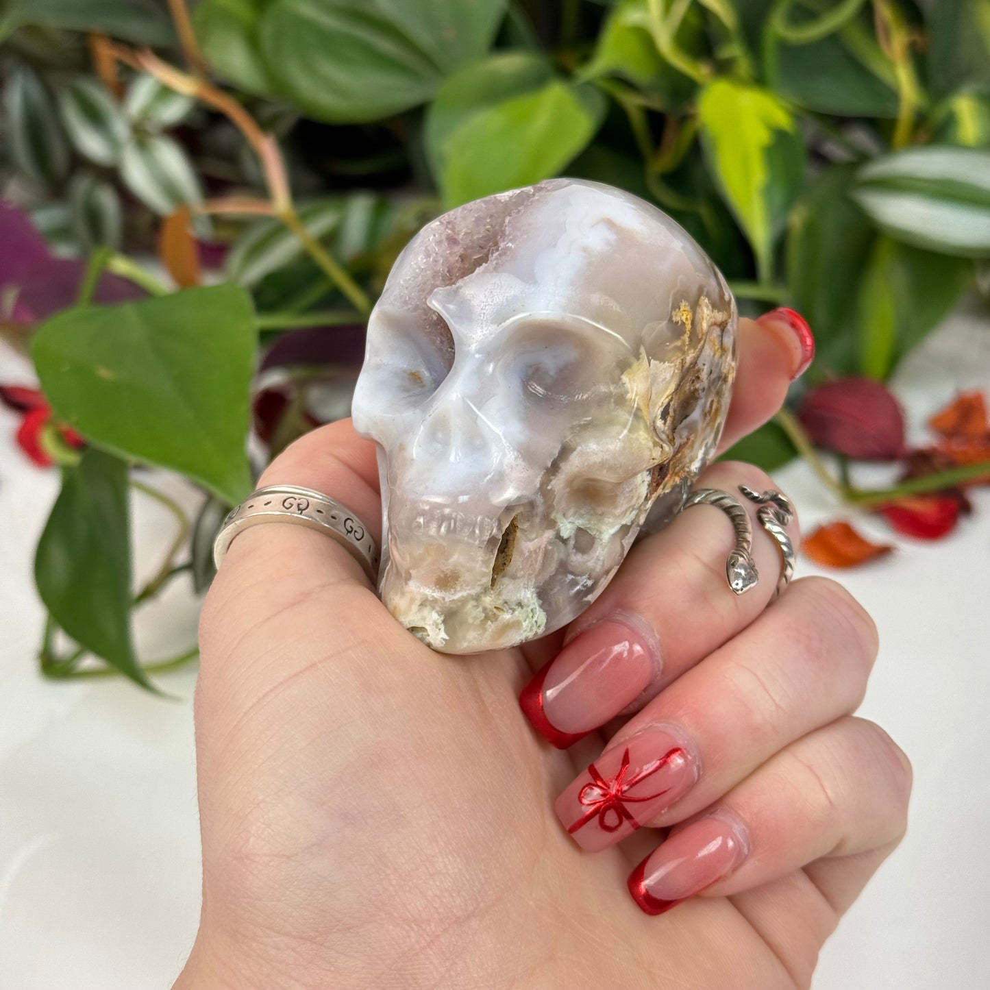 Flower Agate Skull