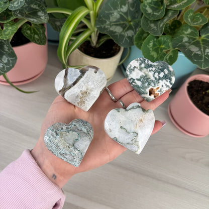 Imperfect Moss Agate Love Heart