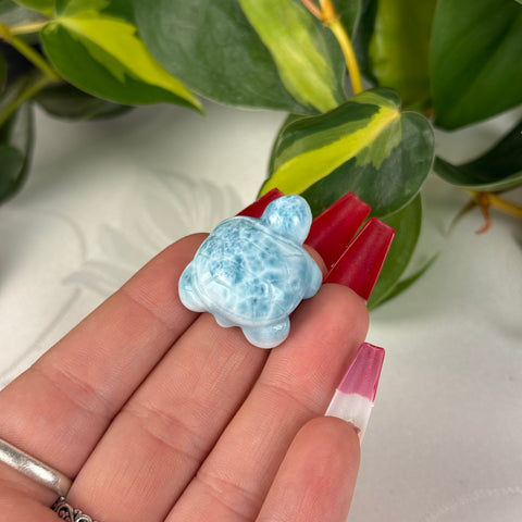 Mini Larimar Turtle - Crystal Carving