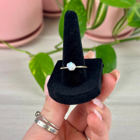 Sterling Silver Rainbow Moonstone Ring