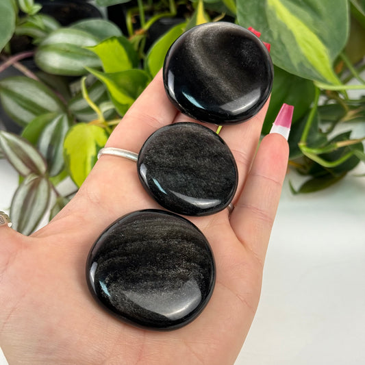 Silver Sheen Obsidian Flat-Stone