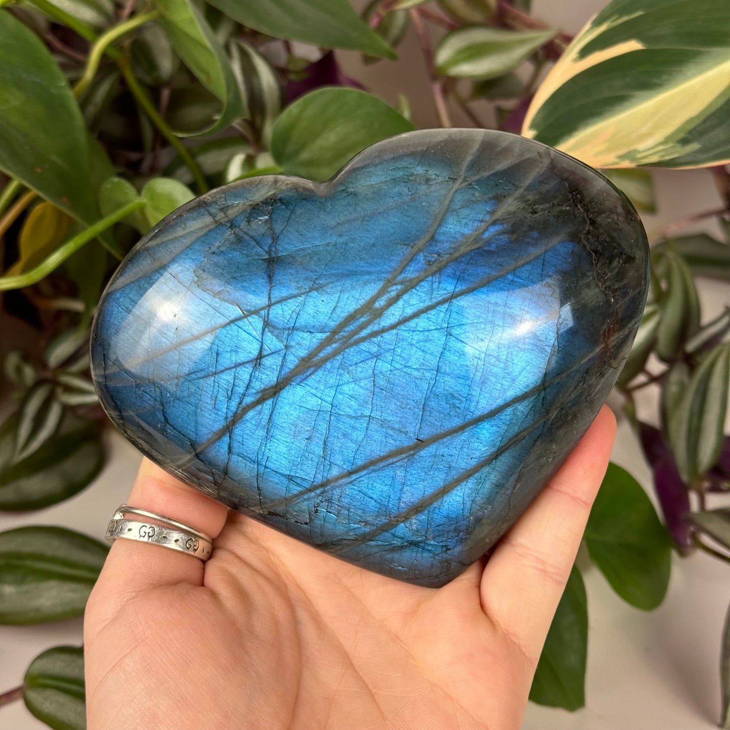 Puffy Labradorite Heart