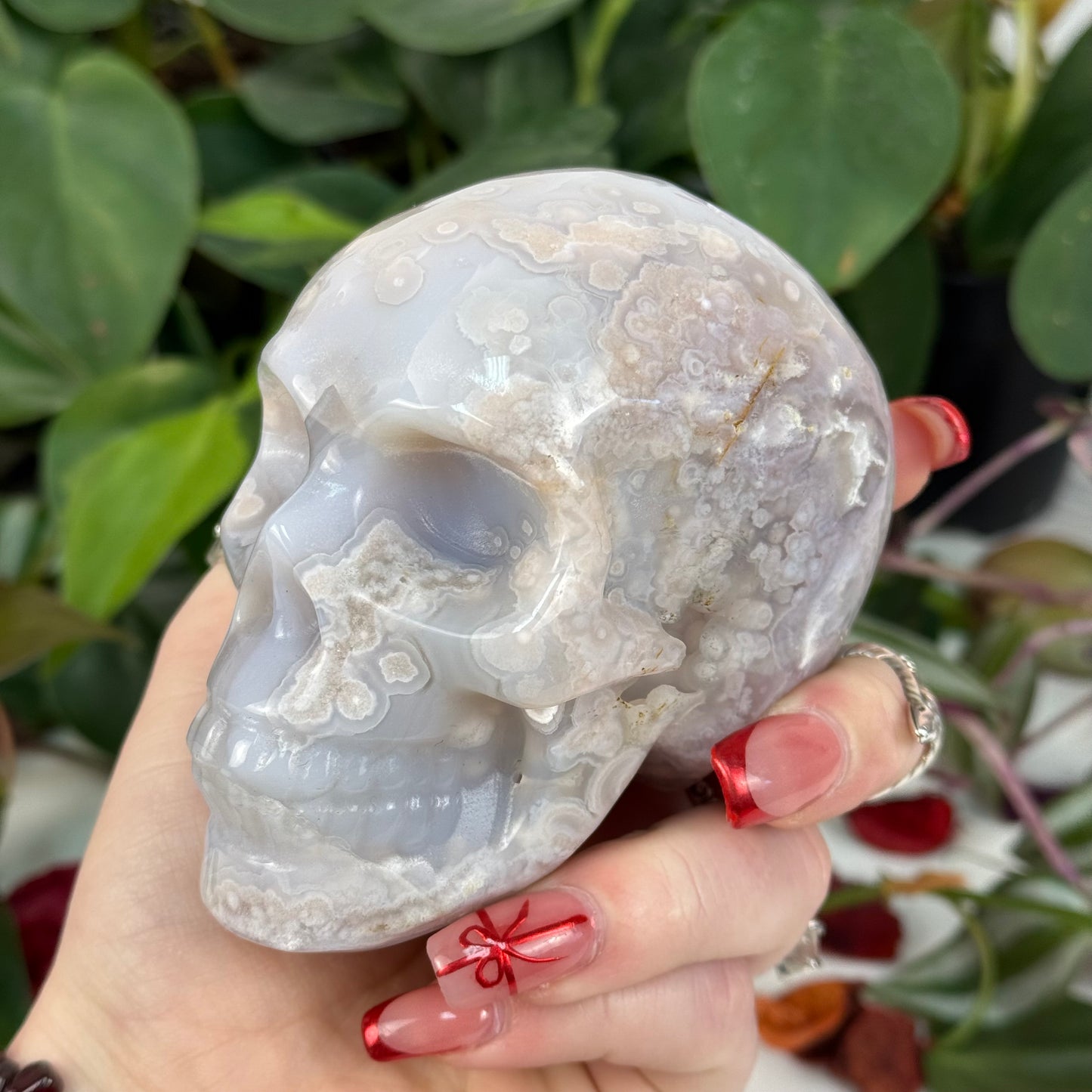 Flower Agate Skull