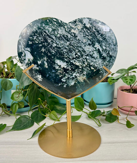 XL Moss Agate Love Heart