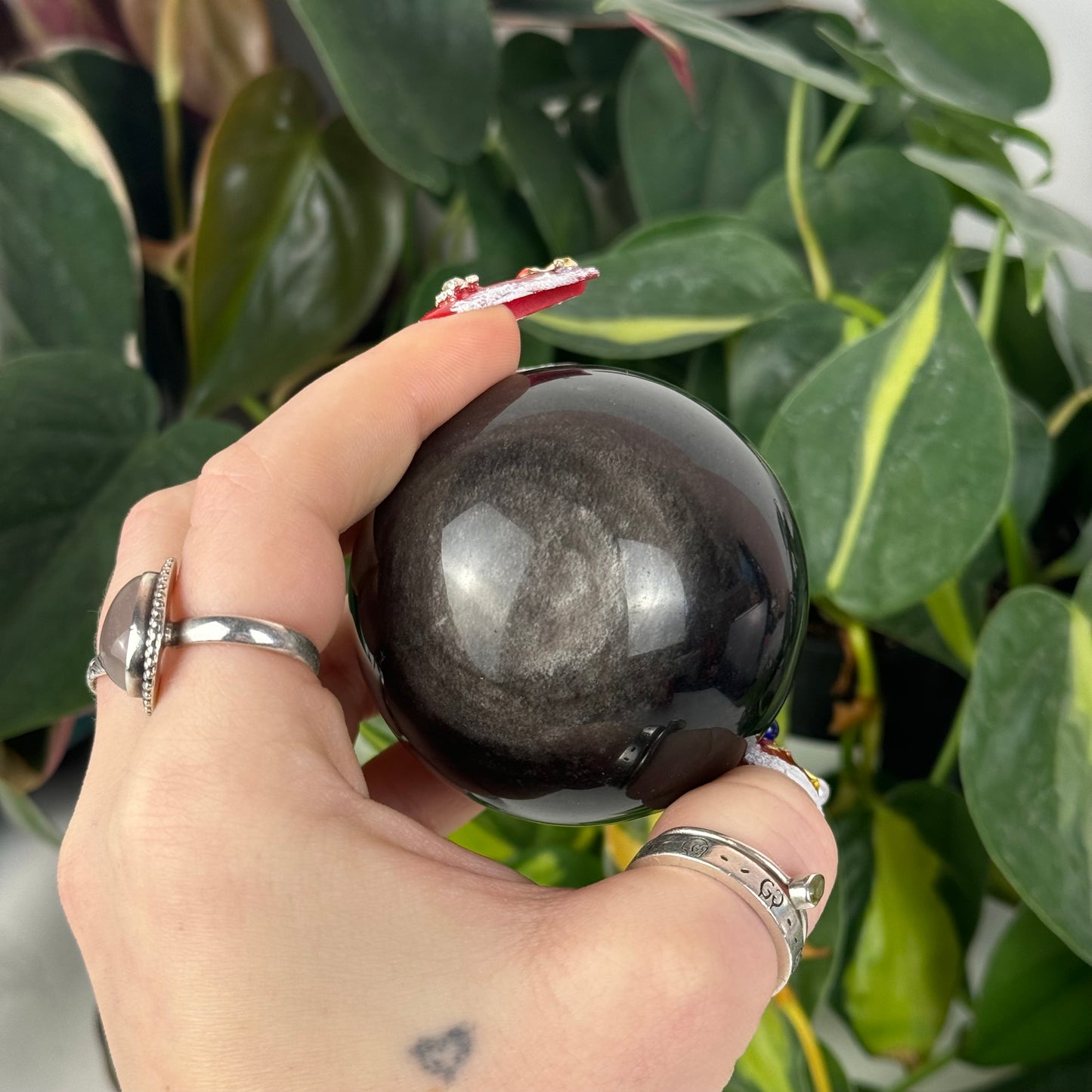 Silver Sheen Obsidian Sphere