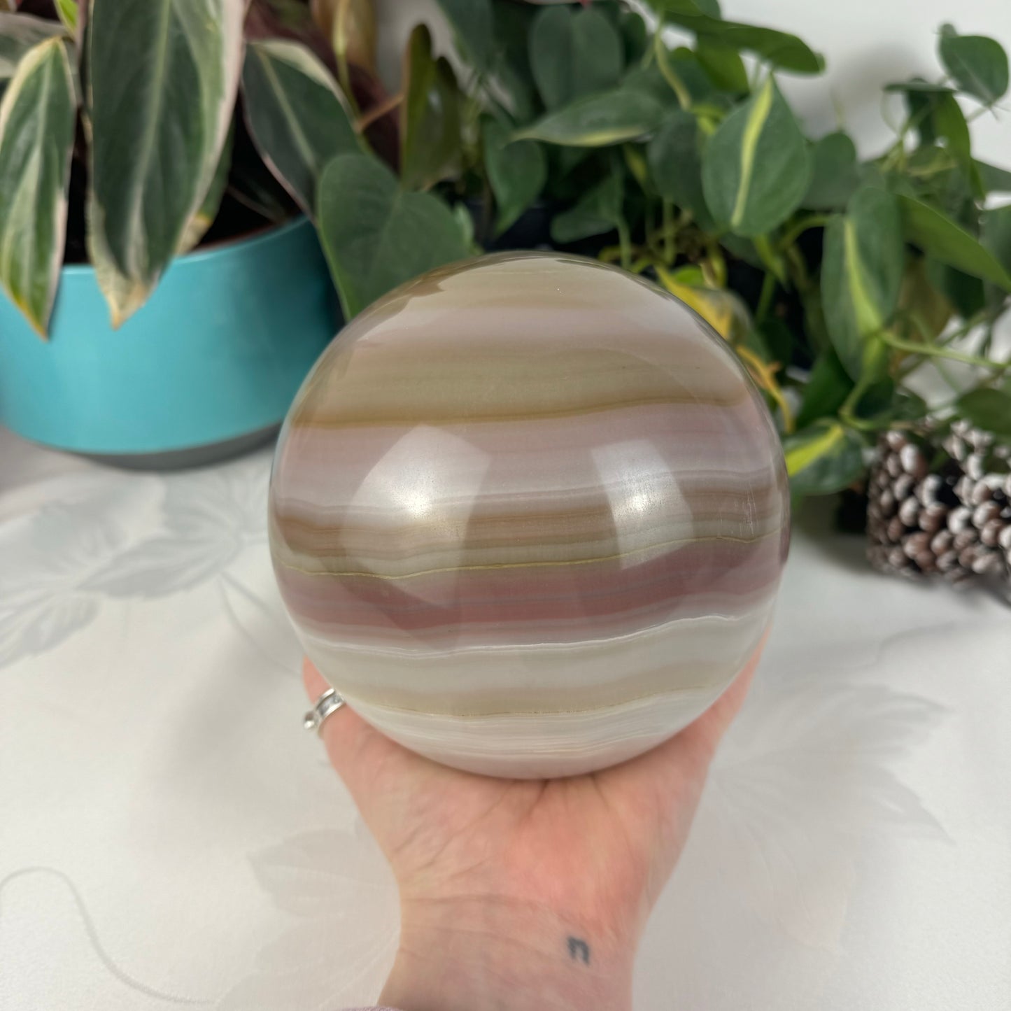 XL Pink Banded Onyx Sphere