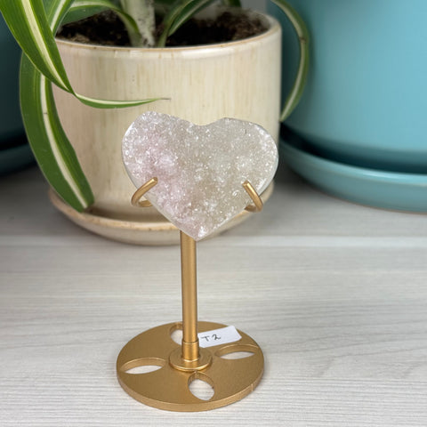Hand-Carved Uruguayan Rainbow Amethyst Heart (W/ Custom Stand)