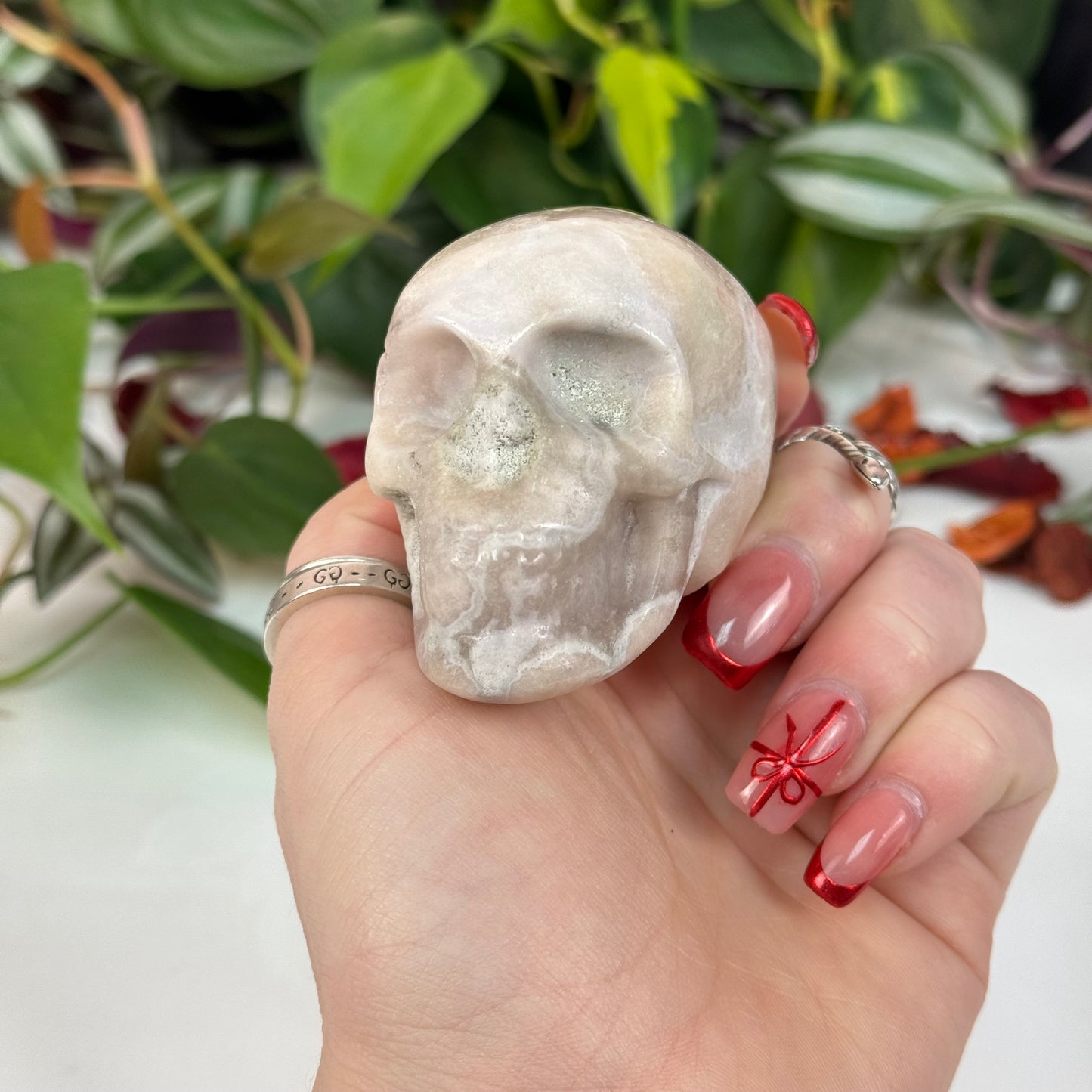 Flower Agate Skull