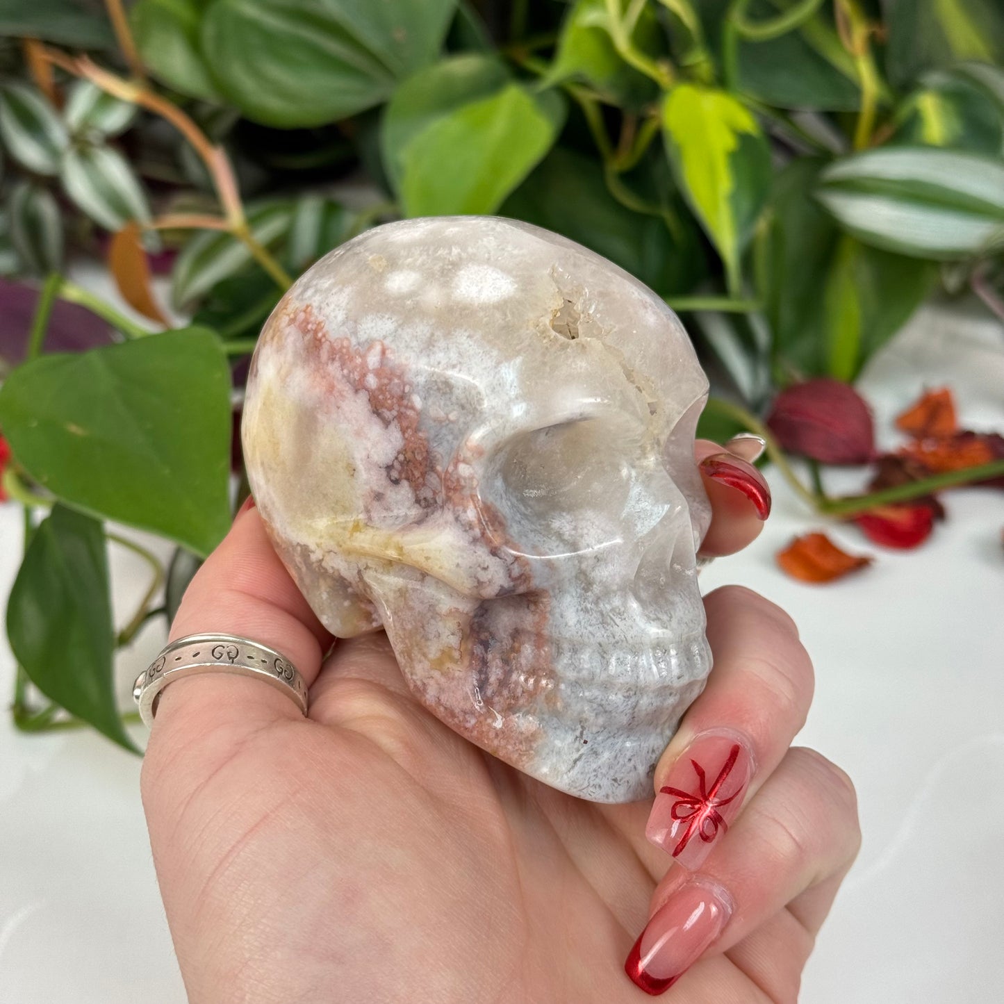 Flower Agate Skull