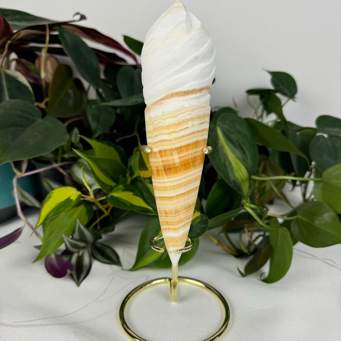 Orange Calcite Ice Cream Cone (W/ Stand)