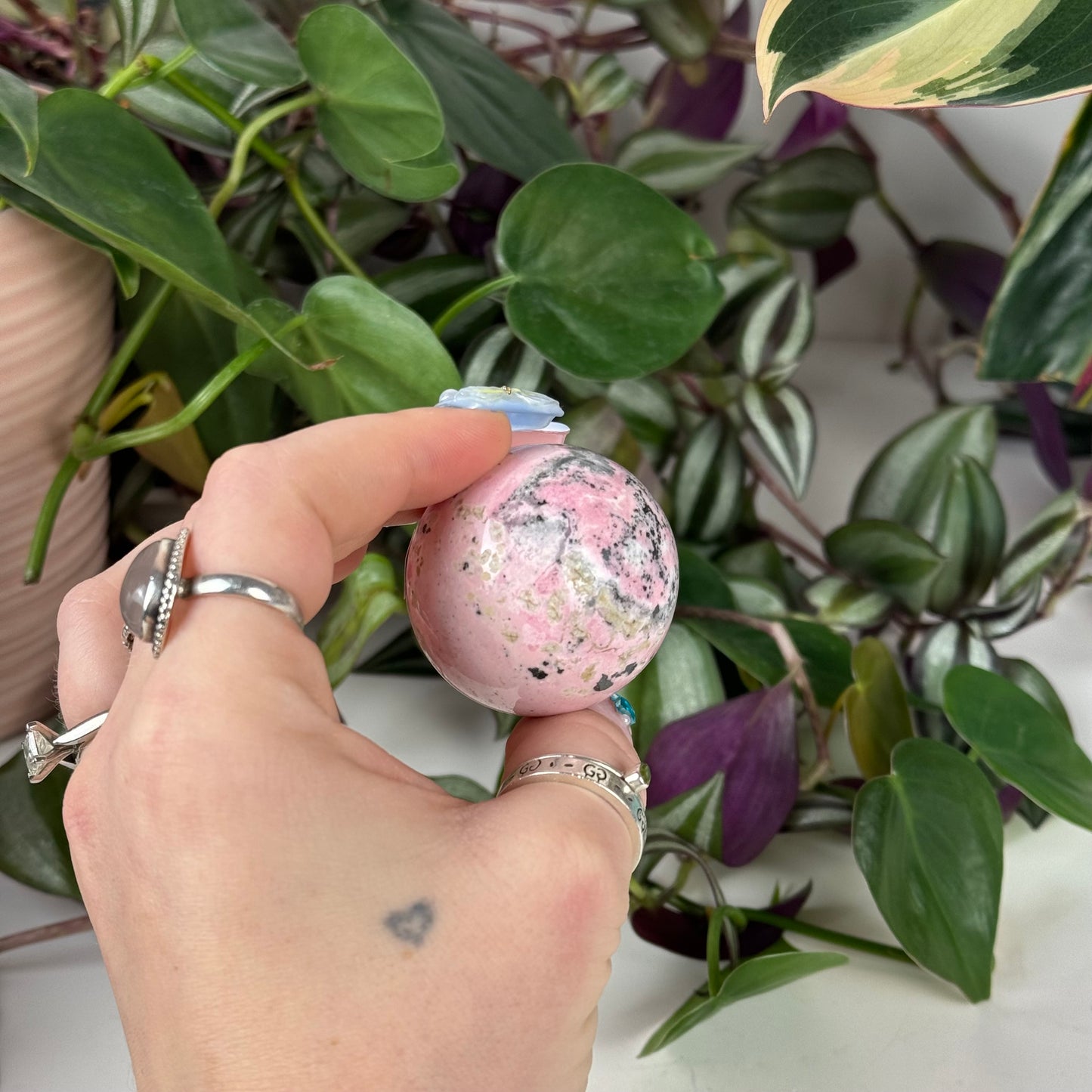 Bubble Gum Peruvian Rhodonite Sphere