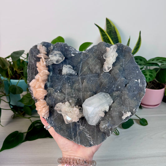 Statement Gorgeous Blue Chalcedony with Glossy Apophyllite