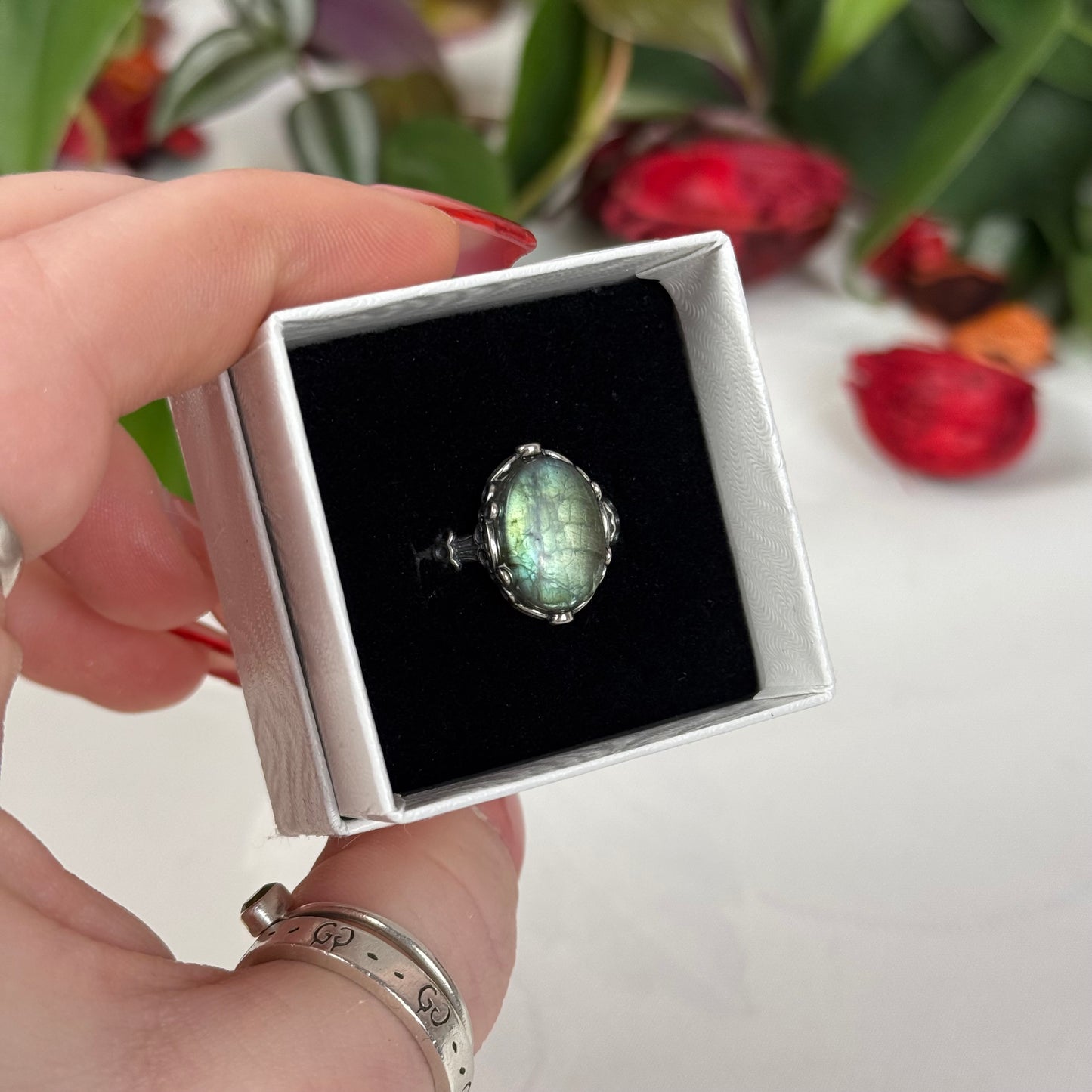 Adjustable Labradorite Ring