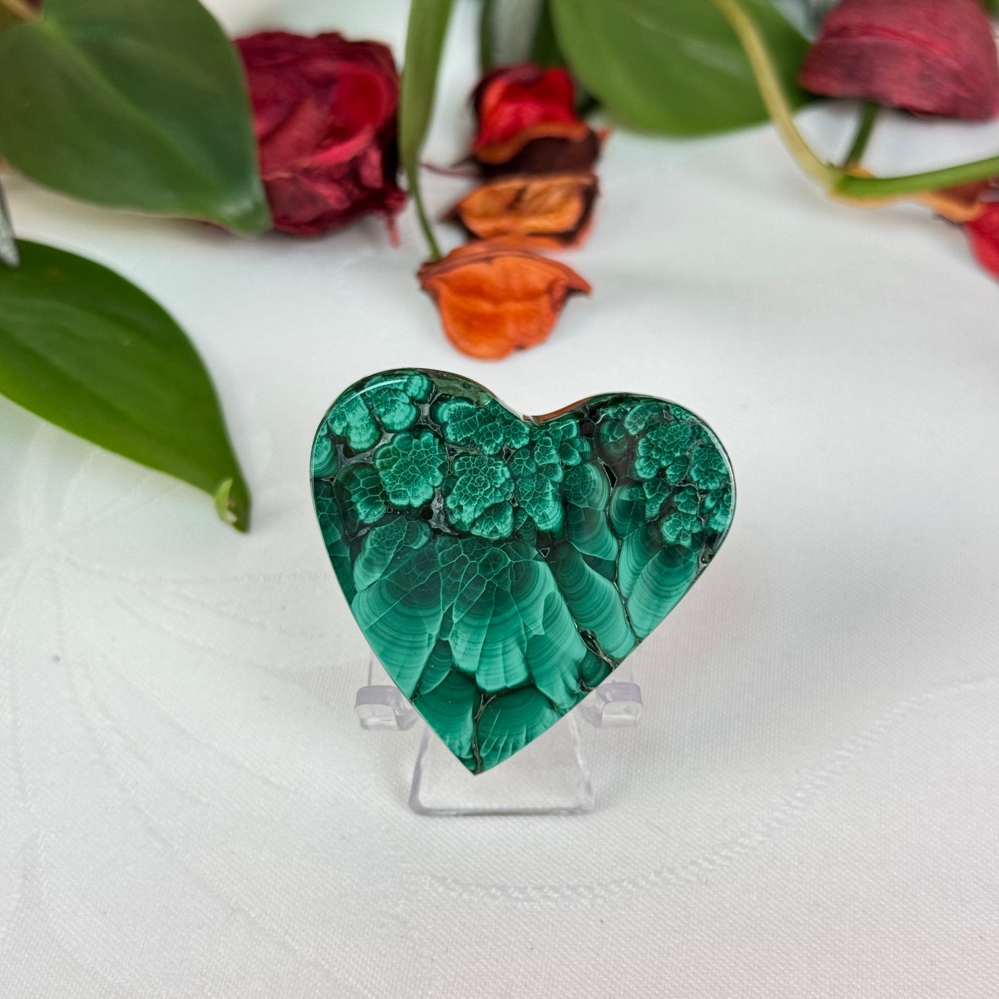 Velvet Flower Malachite Love Heart