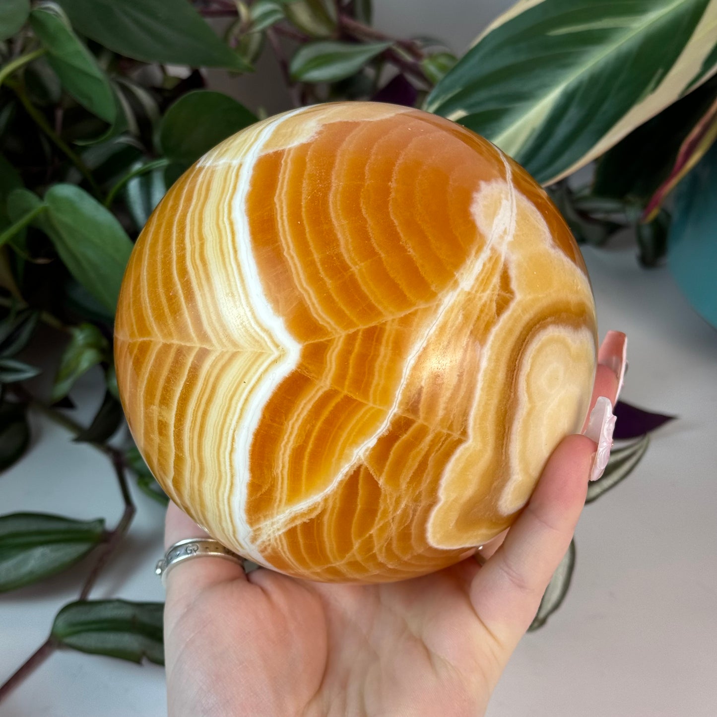 Gorgeous XL Orange Calcite Sphere