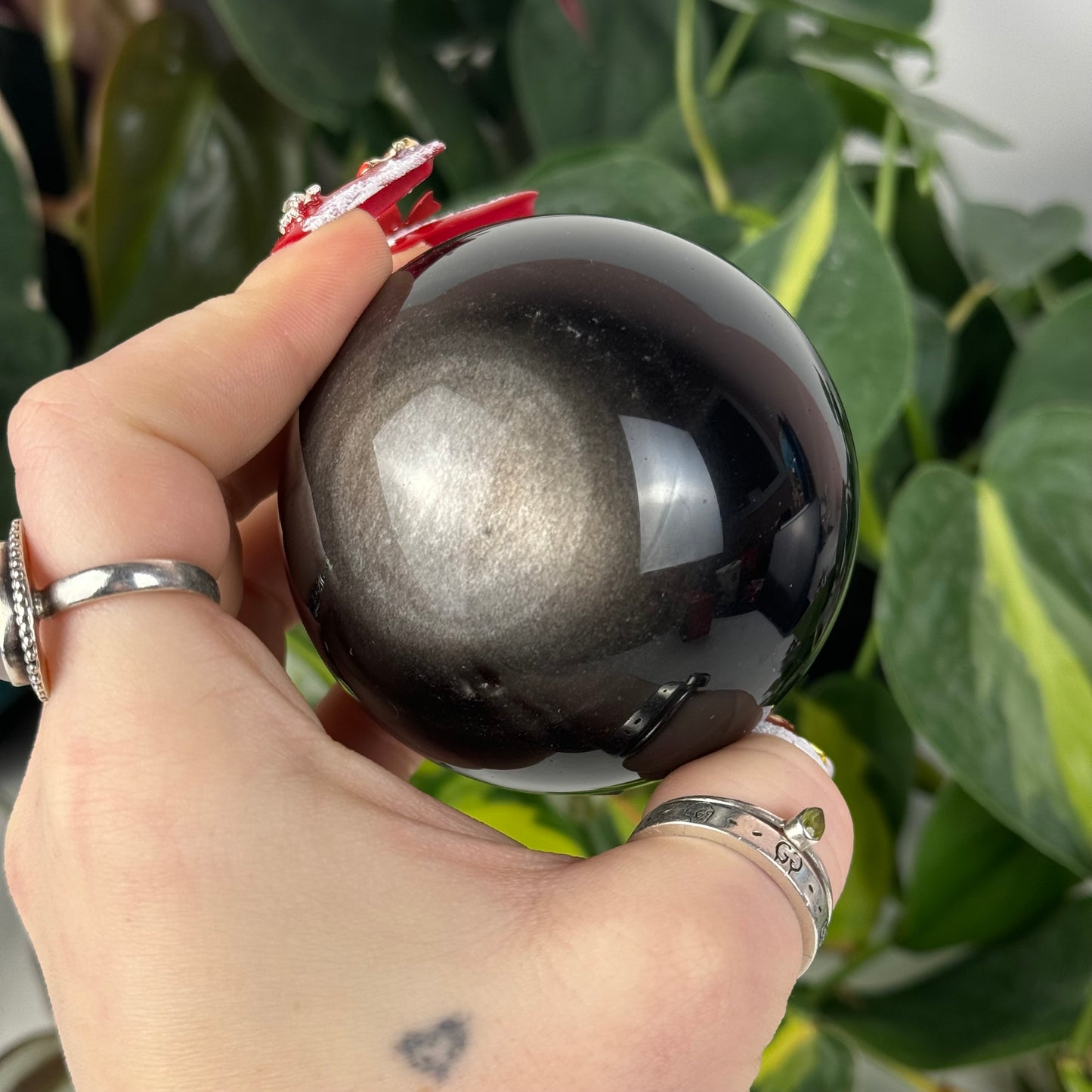 Silver Sheen Obsidian Sphere