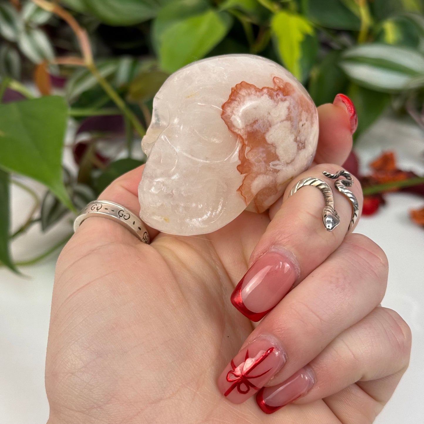 Flower Agate Skull