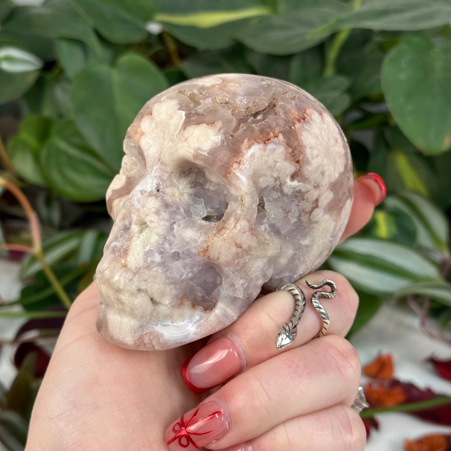 Flower Agate Skull