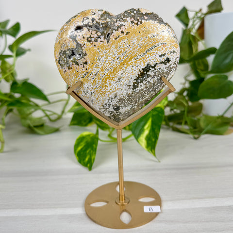 Ocean Jasper Heart (W/ Custom Stand)
