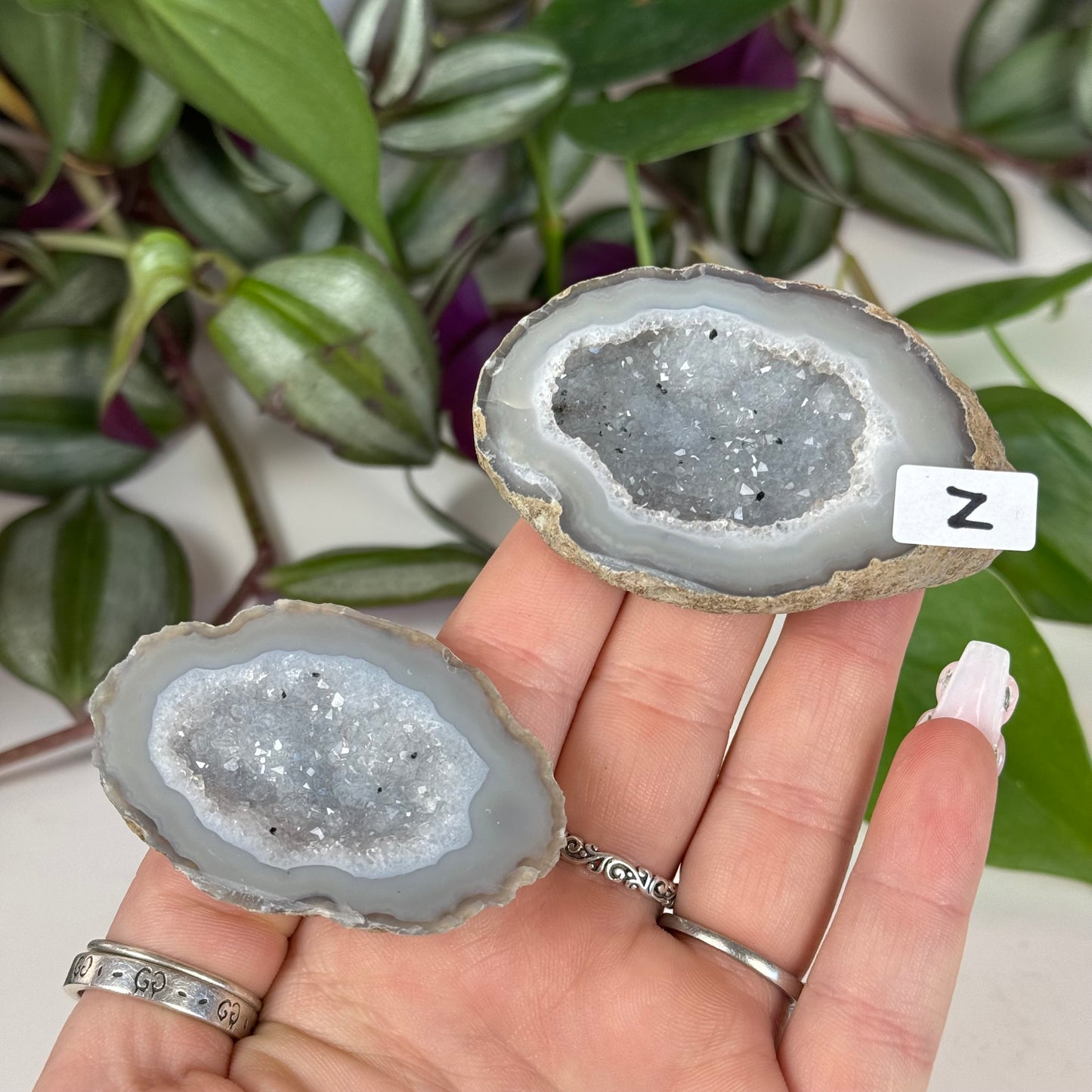 Druzy Agate Geode Pair