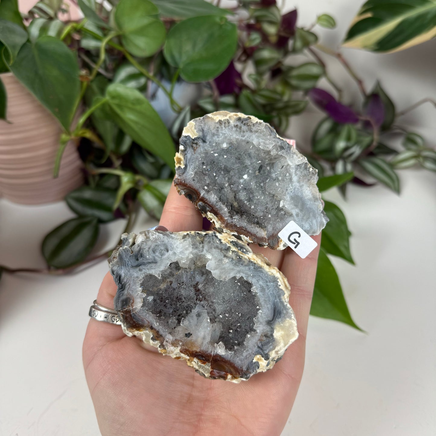 Druzy Agate Geode Pair