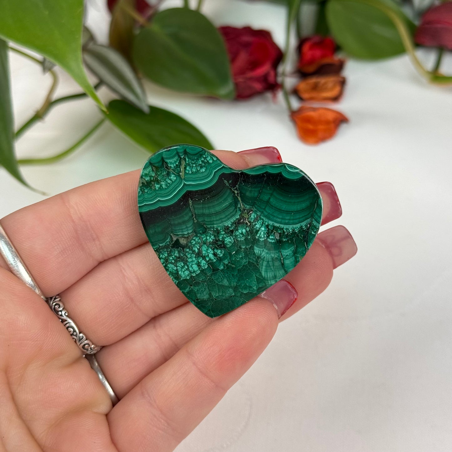 Velvet Flower Malachite Love Heart