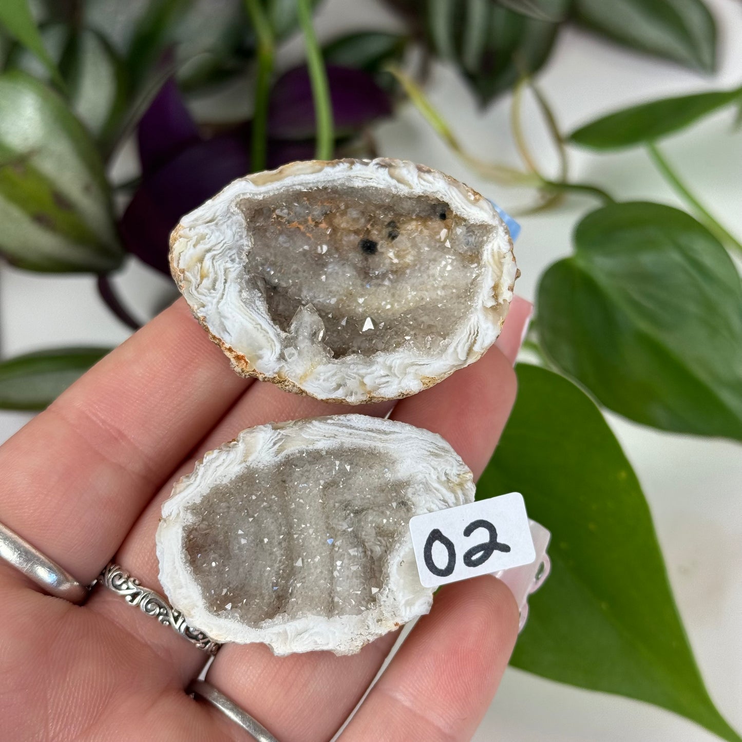 Druzy Agate Geode Pair