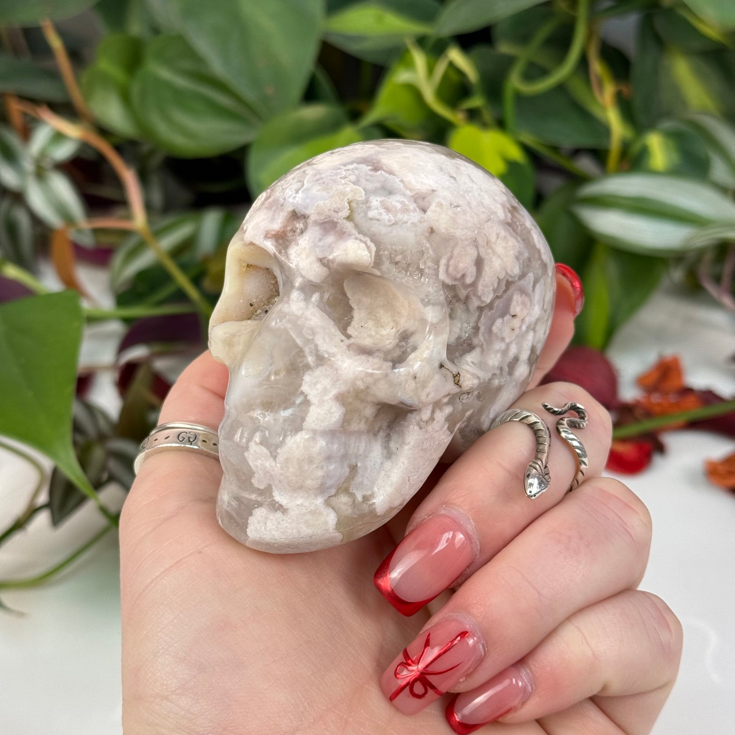 Flower Agate Skull