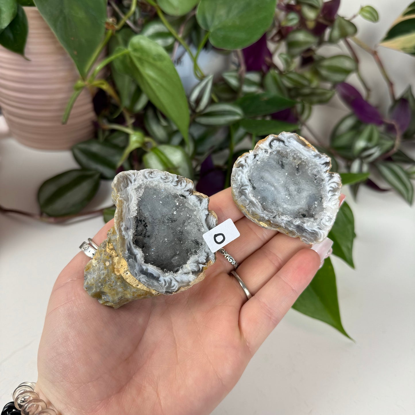 Druzy Agate Geode Pair