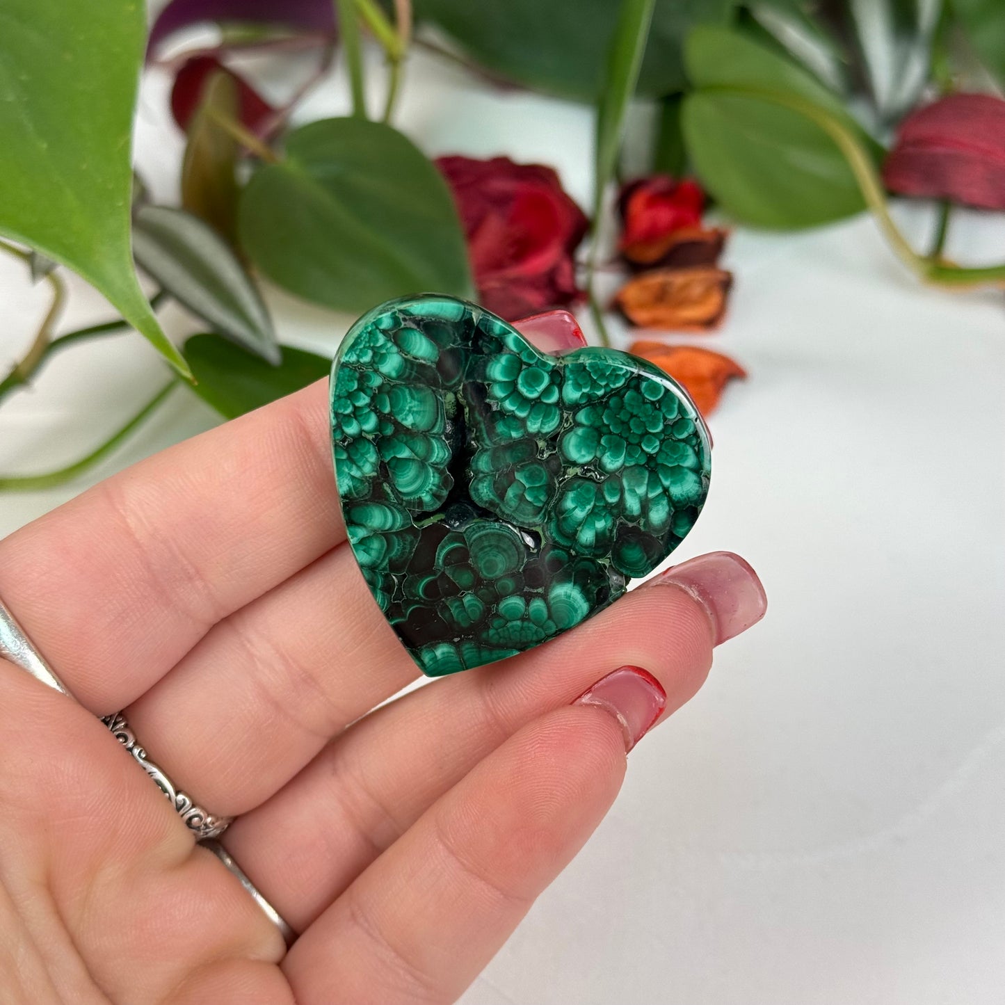 Velvet Flower Malachite Love Heart