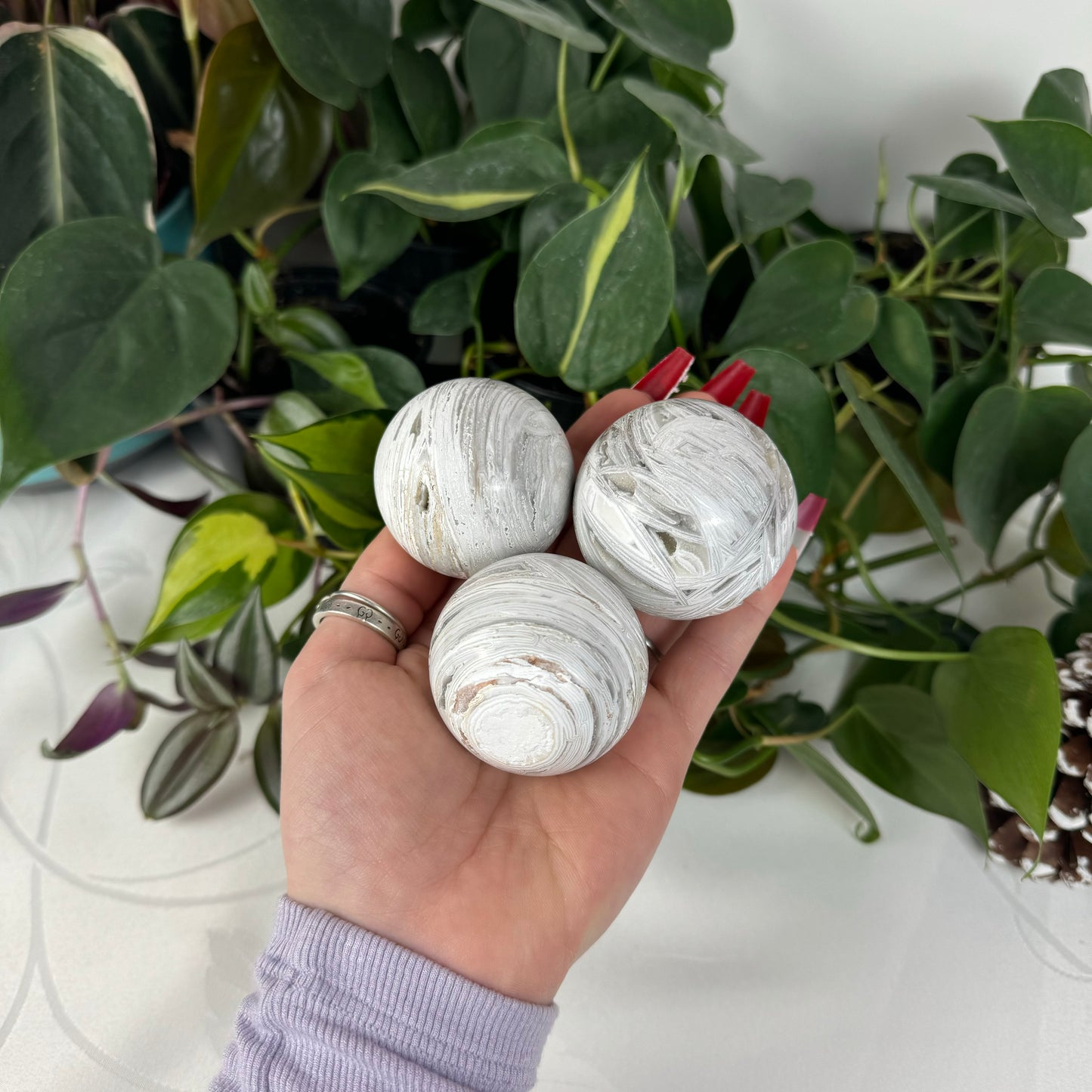 Snowy Crazy Lace Agate Sphere