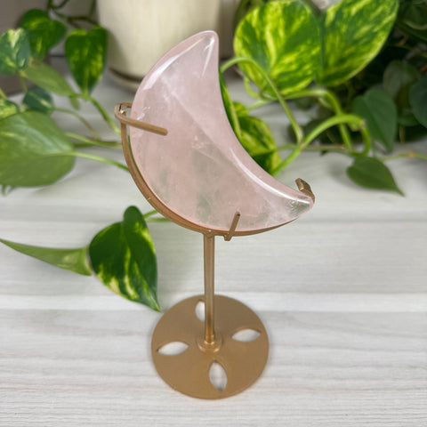 Rose Quartz Moon (W/ Custom Stand)
