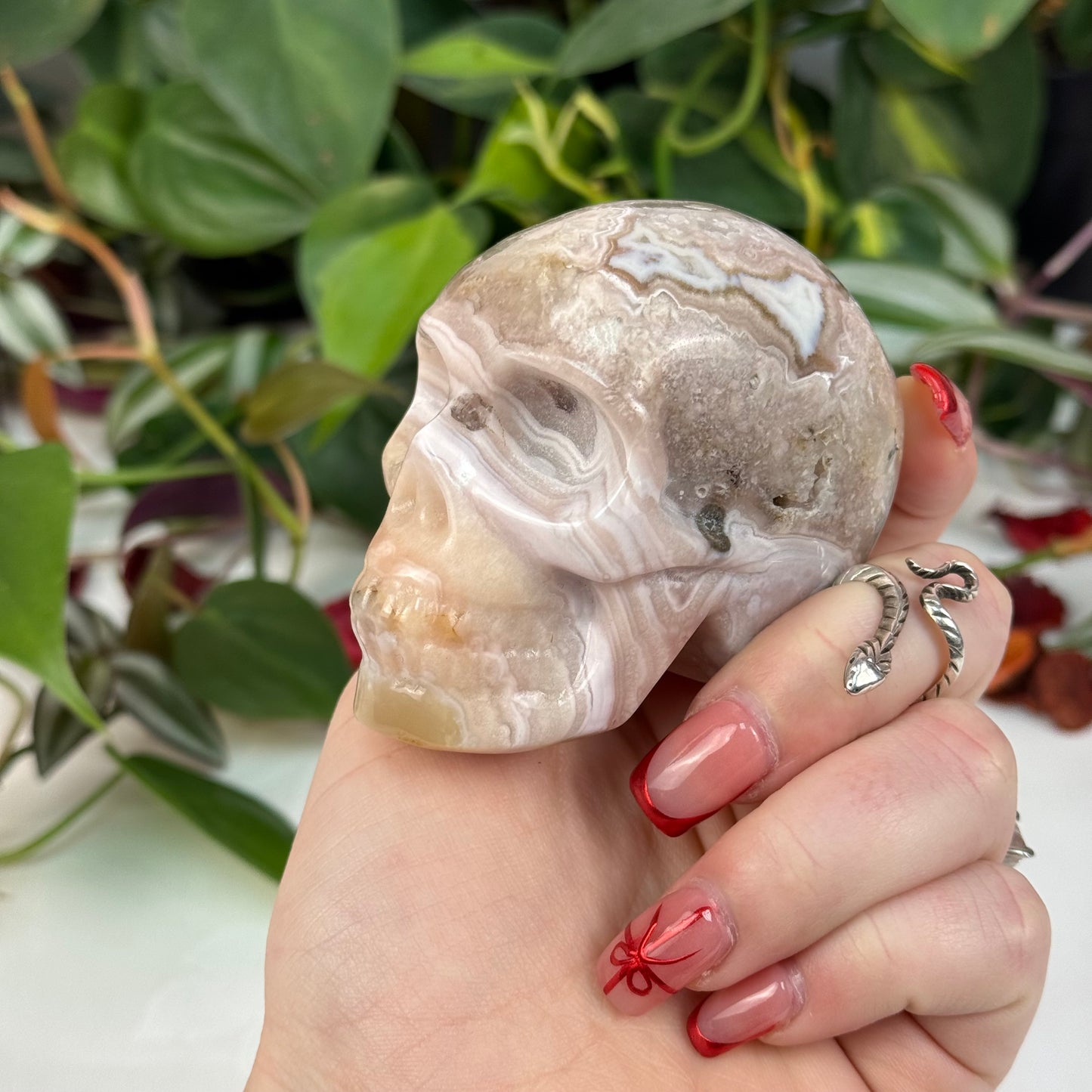 Flower Agate Skull