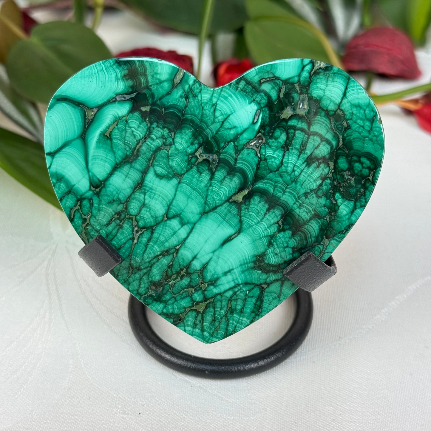 Velvet Flower Malachite Love Heart