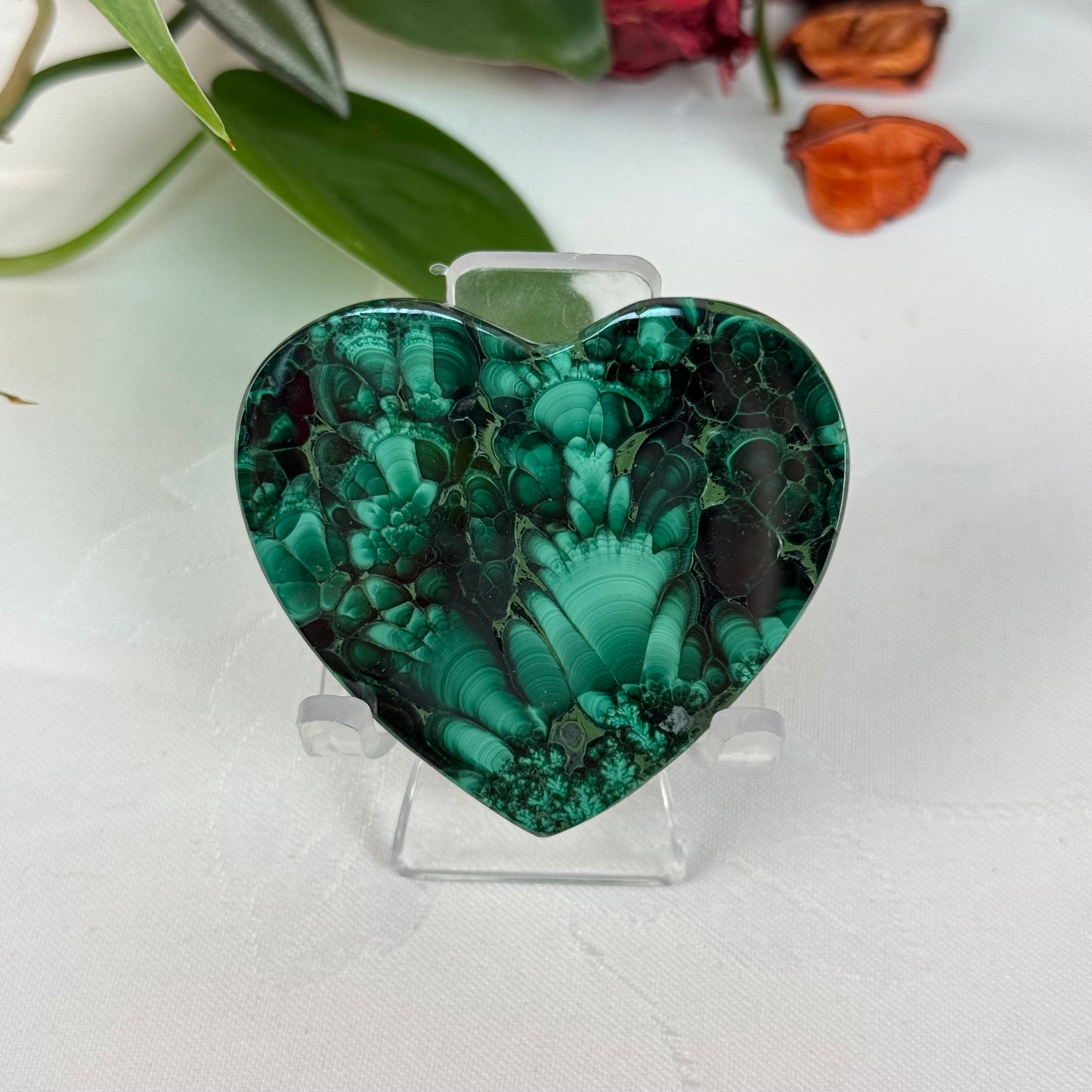 Velvet Flower Malachite Love Heart