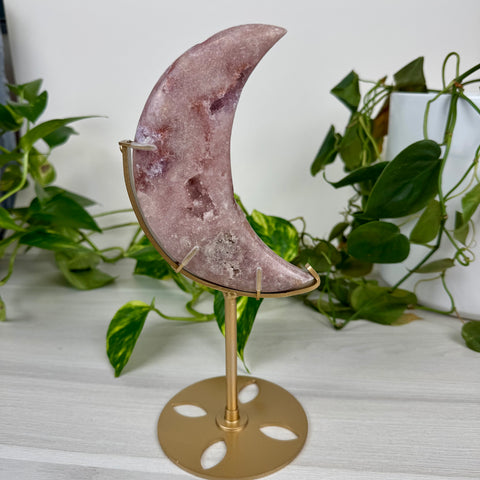Pink Amethyst Moon (W/ Custom Stand)