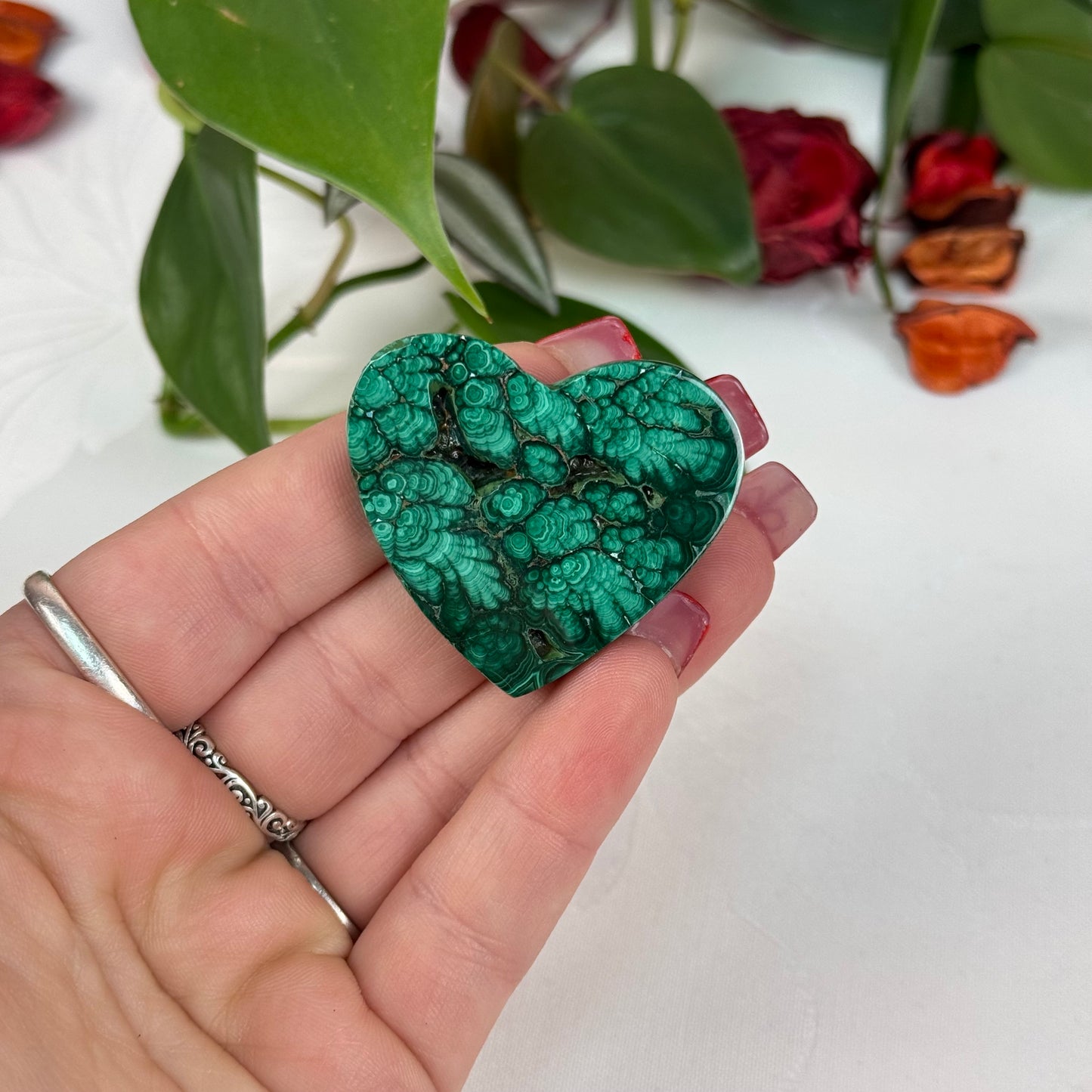 Velvet Flower Malachite Love Heart