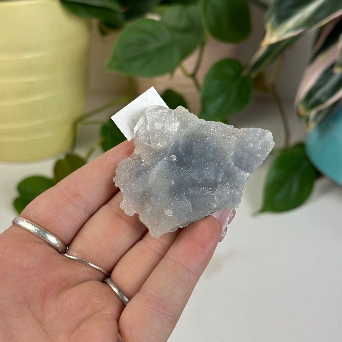 Apophyllite On Sky-Blue Chalcedony