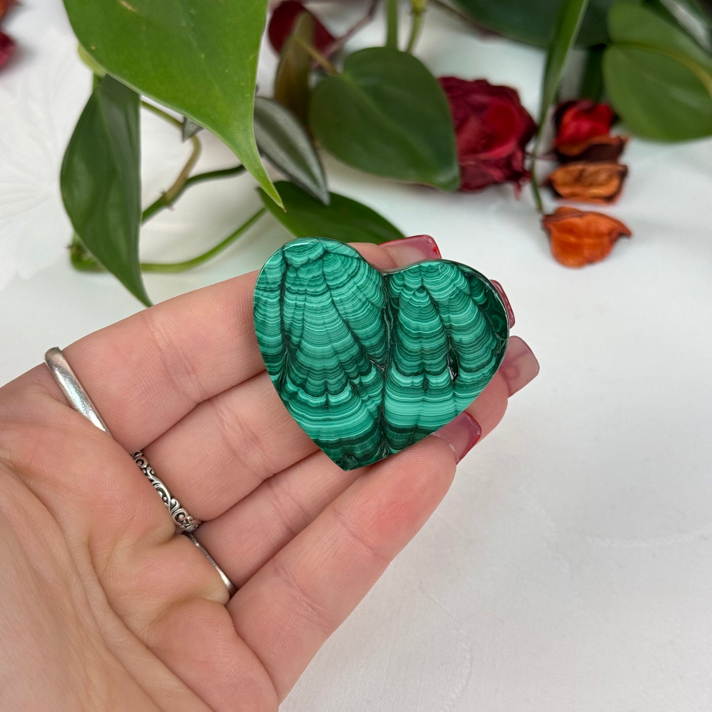 Velvet Flower Malachite Love Heart