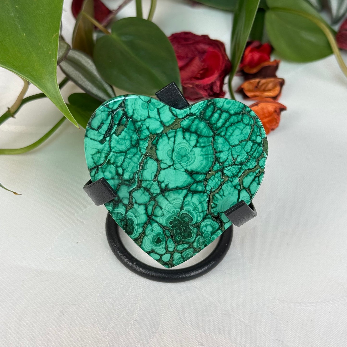 Velvet Flower Malachite Love Heart