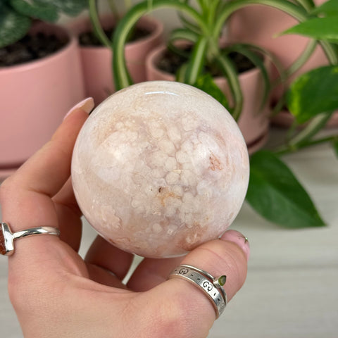 Creamy Pink Flower Agate Sphere