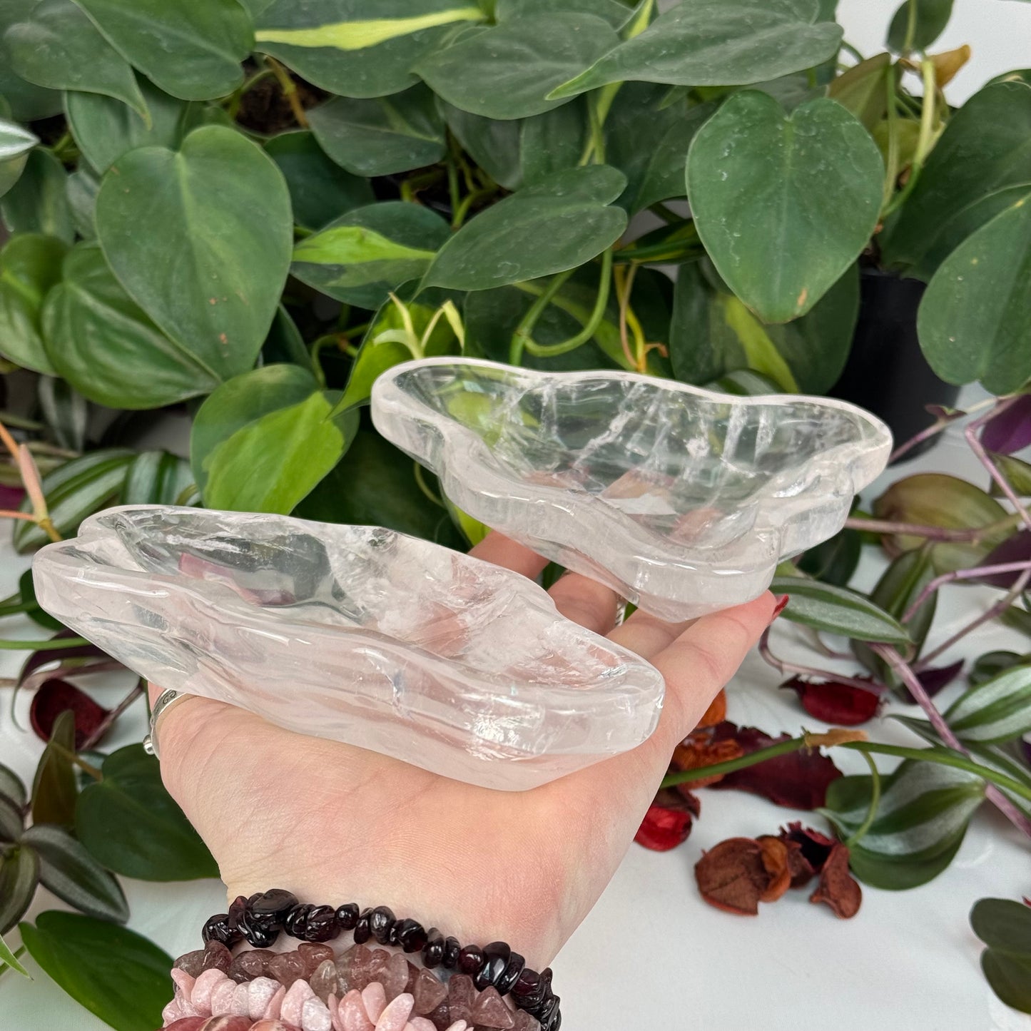 Clear Rose Quartz Dish