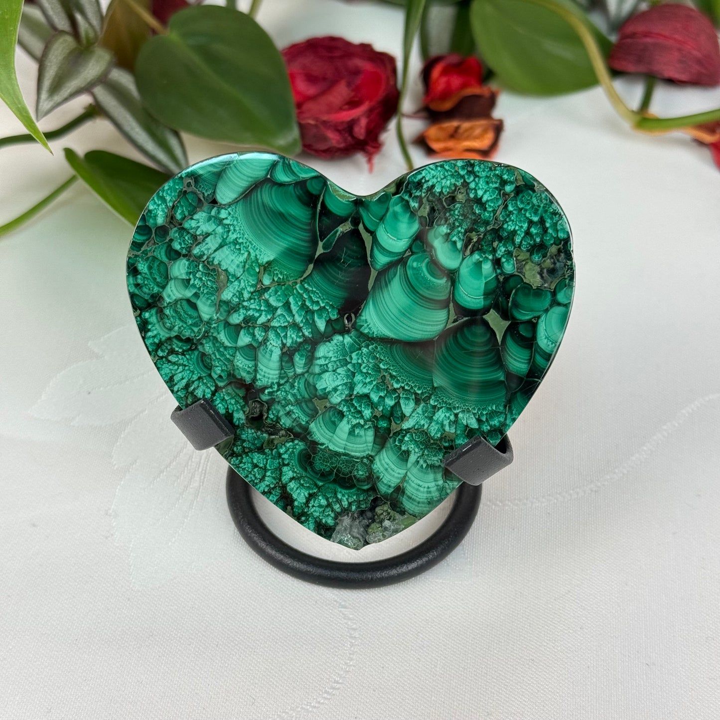 Velvet Flower Malachite Love Heart