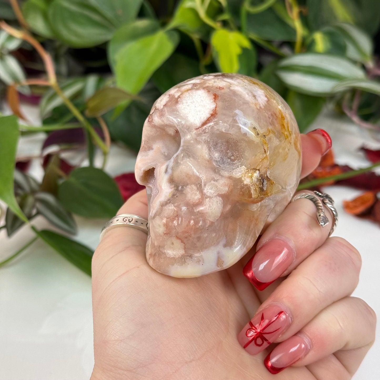 Flower Agate Skull