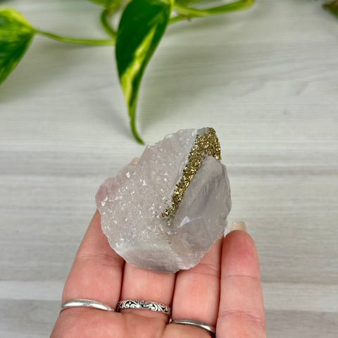 Pink Calcite with Glitter Pyrite Specimen (UV Reactive)