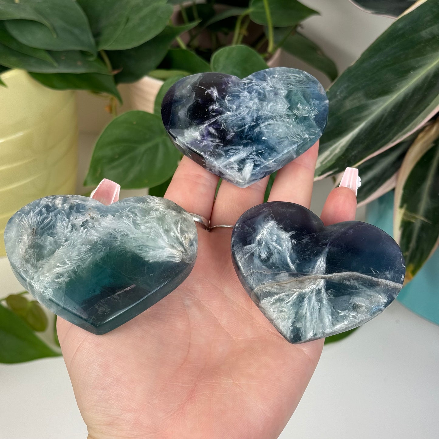 Imperfect Feather Fluorite Love Heart