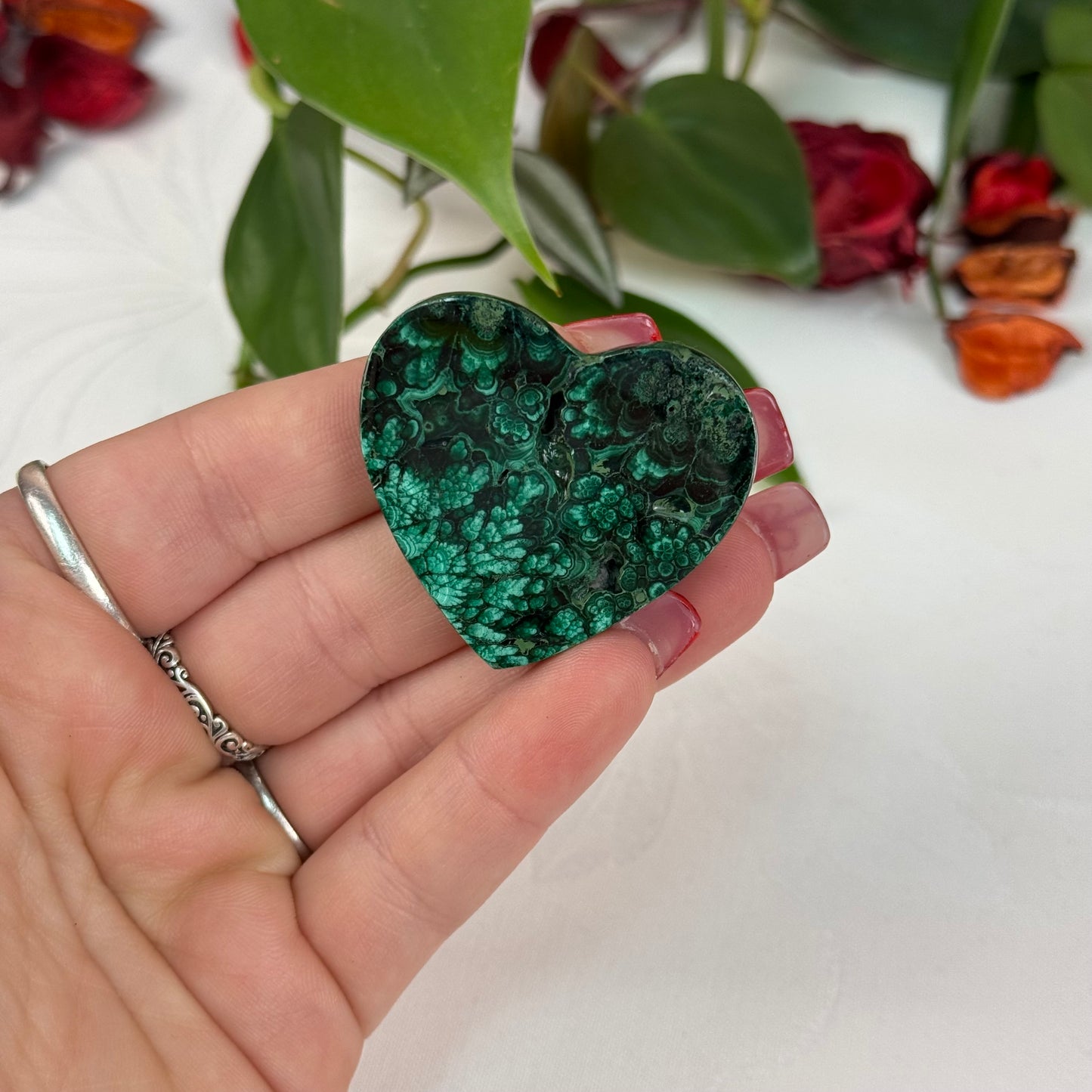 Velvet Flower Malachite Love Heart