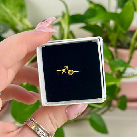 Gold Vermeil Adjustable Zodiac Ring
