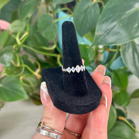 Sterling Silver Rainbow Moonstone Goddess Ring